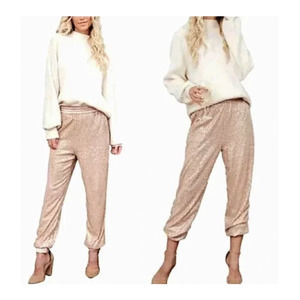 Anthropologie Shimmer Metallic Joggers Size Large